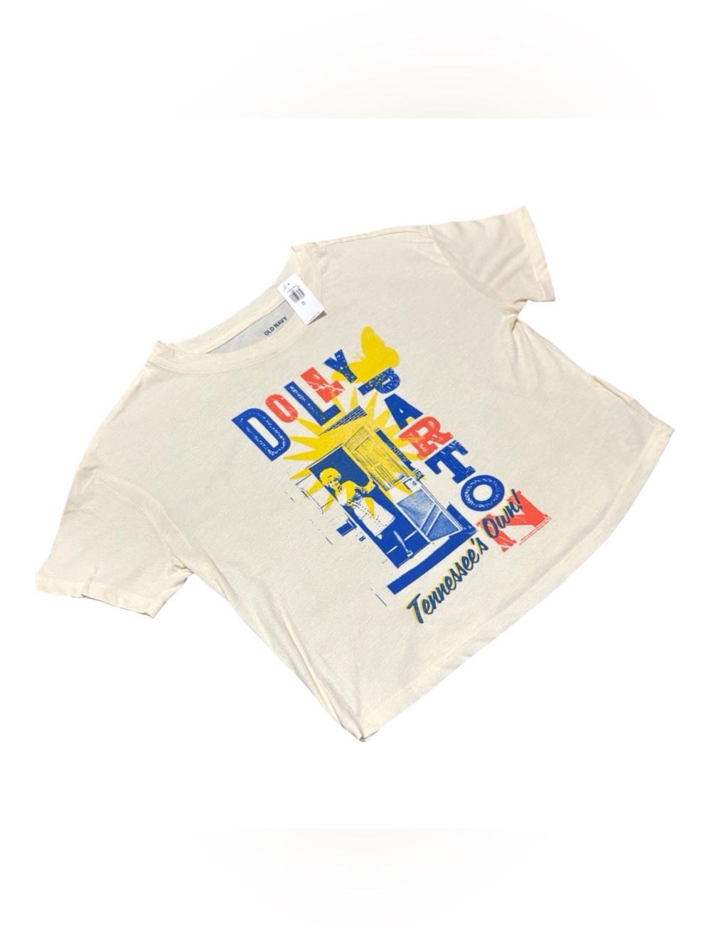 Old Navy Cropped T-Shirt Dolly Parton Graphic Tee XS Brand New Comfortable READ